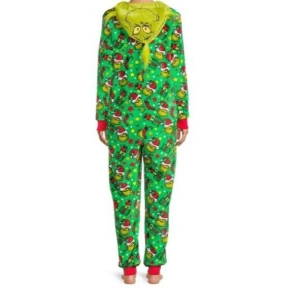 Dr. Seuss The Grinch 1 PC Pajamas Super Minky Green Long Sleeve Adult Sz XL - Picture 2 of 7
